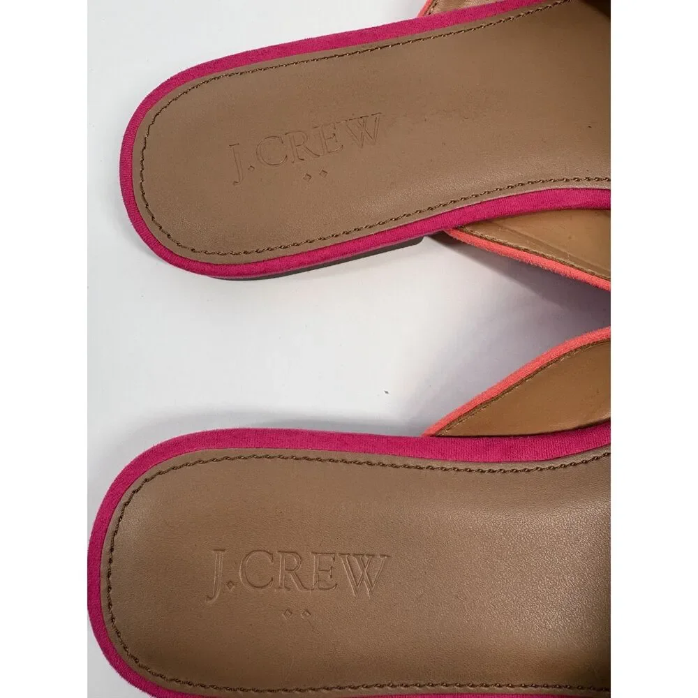 J.Crew Pink Suede Slide Sandals | Crisscross Strap Flat Sandals - Picture 4 of 8